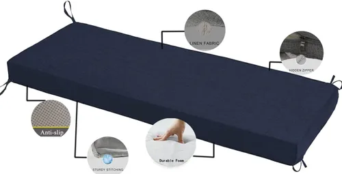 Vista 2 de MYLSMPLE Funda de cojín de banco para silla de exterior, resistente al agua, protección UV, para muebles de patio interior, con funda de repuesto