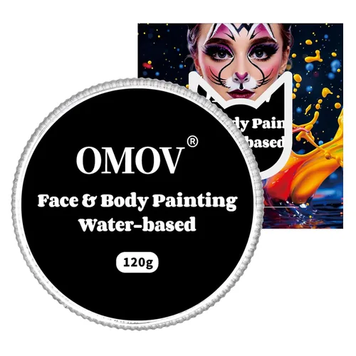 Vista 7 de Pintura facial negra de 4.23 oz (4.23 0z), no tóxica, kit de pintura facial activada por agua para niños y adultos, paleta de pintura facial de gran