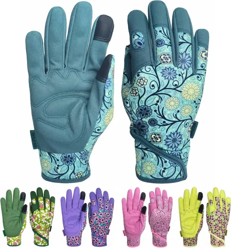 Vista 34 de Guantes de jardinería a prueba de espinas y resistentes a pinchazos con agarre, guante de jardín para mujer, regalos de cuero para trabajo