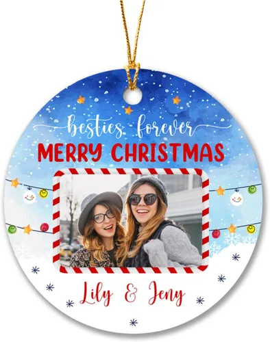 Vista 19 de Adornos de Navidad personalizados 2025 para amigas, regalos de adorno para la decoración del árbol de Navidad, regalo personalizado de Navidad