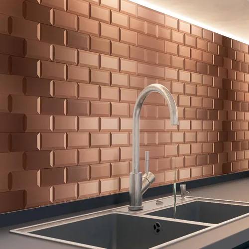 Vista 3 de Art3d 100 piezas de azulejos adhesivos para salpicadero, azulejos de metal texturizado 3D para pegar en la pared de metro para salpicaderos