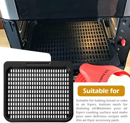 Vista 5 de Bandeja de cocina cuadrada de 10 x 9 pulgadas para freidora de aire extraíble para Instant Vortex Plus10 Qt, bandeja antiadherente para freidora
