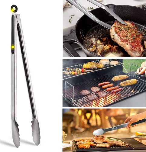 Vista 3 de Hotec Espátula de silicona flexible, espátula y pinzas de barbacoa de 16 pulgadas para cocinar