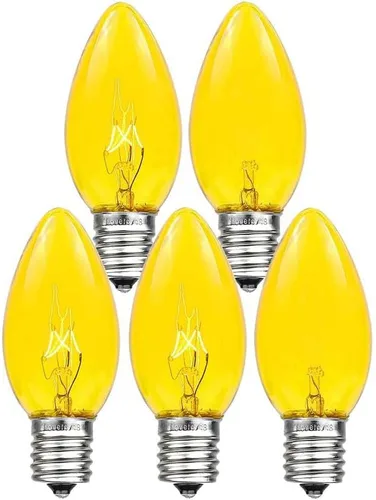 Vista 7 de Paquete de 25 focos de repuesto para cadena de luces de Navidad para exterior, 7 vatios, de Novelty Lights Multi