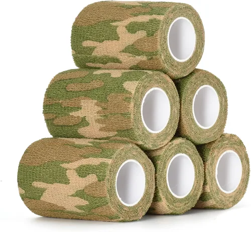 Vista 9 de 6 unidades de cinta de camuflaje autoadhesiva de camuflaje vendaje cohesivo de 3 pulgadas x 5 yardas, envoltura deportiva autoadhesiva de camuflaje