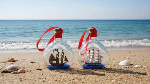 Vista 6 de SAILINGSTORY - Juego de 2 adornos náuticos modelo barco en botella