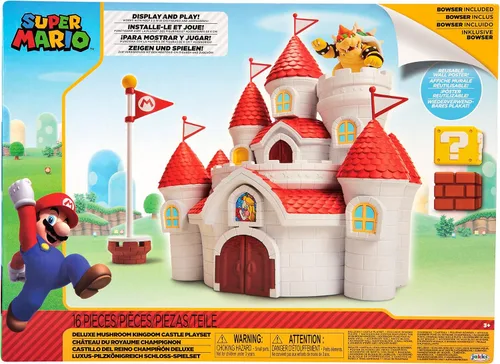Vista 6 de Set de juego del Castillo del Reino de Setas de Super Mario con figura exclusiva de Bowser de 6.35 cm