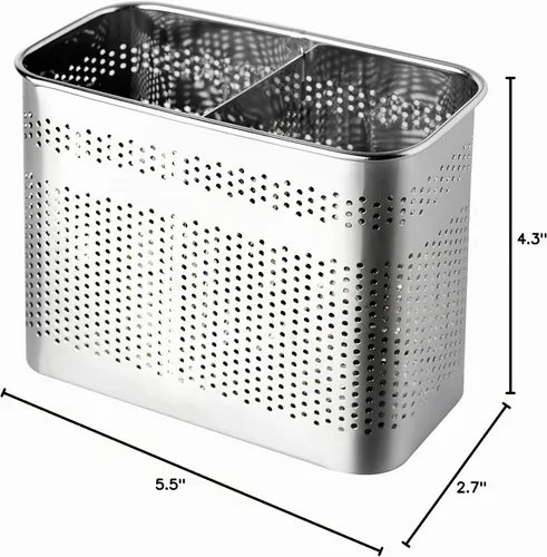 Vista 9 de Soporte para utensilios de cocina de acero inoxidable (cuadrado mediano) para palillos para lavavajillas