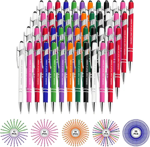 Vista 39 de Bolígrafos personalizados con nombre a granel, juego de bolígrafos personalizados, lápiz capacitivo grabado, logotipo, texto, regalo para negocios
