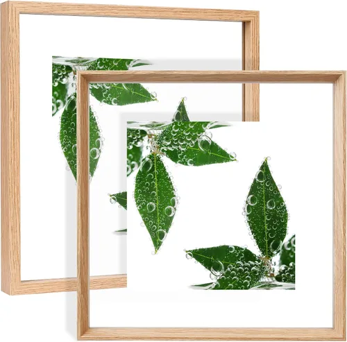 Vista 8 de Marcos Flotantes de 11 x 14 pulgadas, Paquete de 2 Marcos de Fotos de Madera con Vidrio de Doble Cara para Cualquier Tamaño de Imagen de hasta 11 x