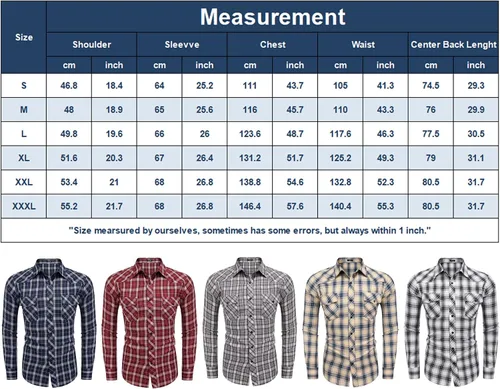 Vista 6 de COOFANDY Camisas vaqueras occidentales para hombre, de manga larga, casual, con botones, con bolsillos