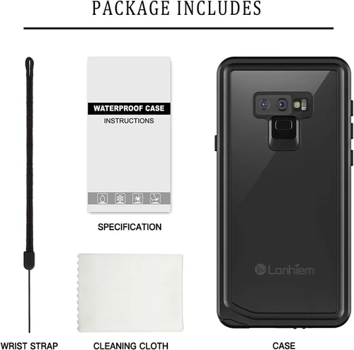 Vista 8 de Lanhiem Funda para teléfono Galaxy Note 9, IP68, impermeable, a prueba de polvo, a prueba de golpes, con protector de pantalla integrado, cubierta