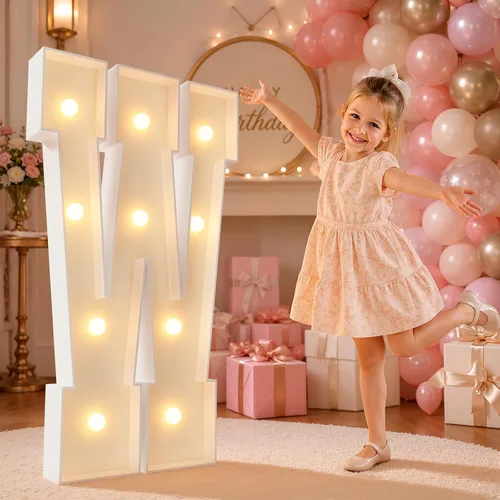 Vista 66 de imprsv Letras iluminadas grandes de 3 pies, letras iluminadas de marquesina para fiesta de cumpleaños (3 pies, letra y )