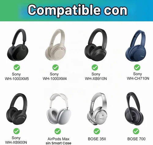 Vista 2 de Funda para auriculares CMF, Beats, Sony, Raycon, JBL, OneOdio, TOZO, SteelSeries, Jabra, Audio-Technica y Sennheiser (negro exterior+negro interior)