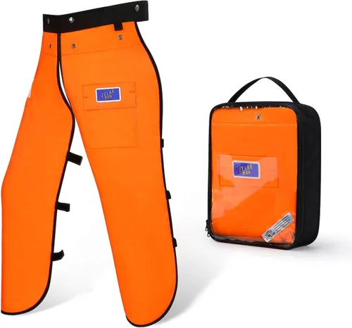 Vista 16 de Chaps para motosierra con cinturón ajustable y bolsillo, equipo de protección forestal
