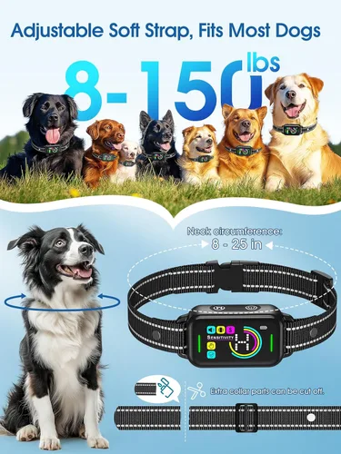 Vista 5 de DINJOO Collar Antiladridos Inteligente - Collar de Adiestramiento Antiladridos Recargable con 8 Niveles de Sensibilidad Ajustables, Pitido y Choque
