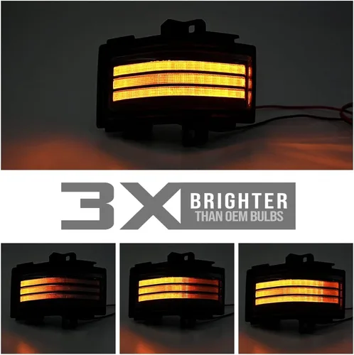 Vista 9 de Conjunto de luces LED para espejo lateral para Ford F-150 F-250 F-350 F-450 F-550 Super Duty 2015-2023 LED de remolque manual plegable espejo
