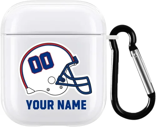Vista 23 de Funda de casco de fútbol con nombre y número para Apple AirPods de 2ª y 1ª generación, regalo personalizado para fanáticos de los deportes de Arizona