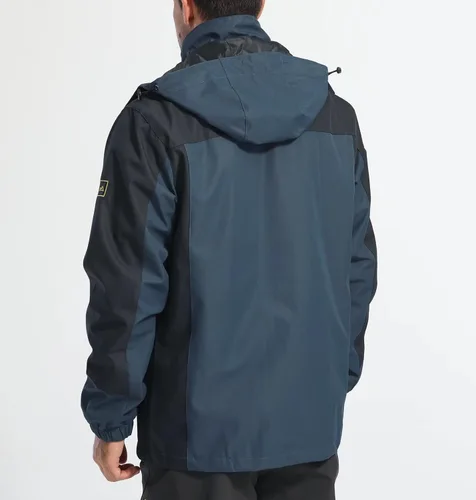 Vista 3 de MAGCOMSEN Mens Hooded Windproof Water Resistant Rain Jacket Windbreaker 5 Pockets for HikingFishingRuning