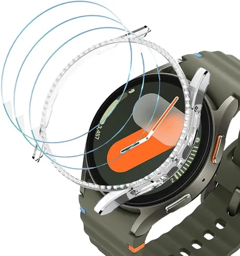Vista 112 de DEALELE Paquete de 1 + 3 fundas compatibles con Samsung Galaxy Watch 7 Ultra (1.772 pulgadas), funda protectora de policarbonato transparente