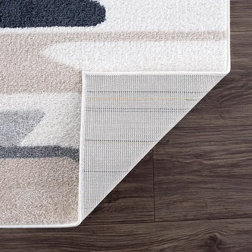 Vista 7 de Abani Rugs - Alfombra de área de línea de pintura neutra contemporánea, de 6 x 9 pies, color crema y gris, alfombra superior resistente a las manchas