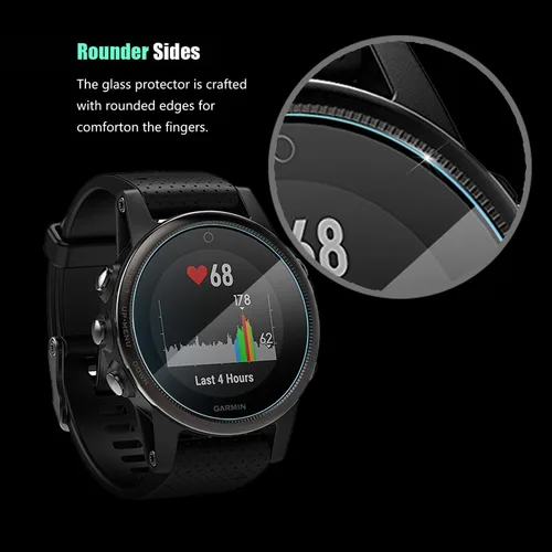 Vista 5 de Protector de pantalla de vidrio templado para Garmin Fenix 5S [0.012 in 2.5D High Definition 9H] Premium Clear Screen Protector para Garmin Fenix 5S