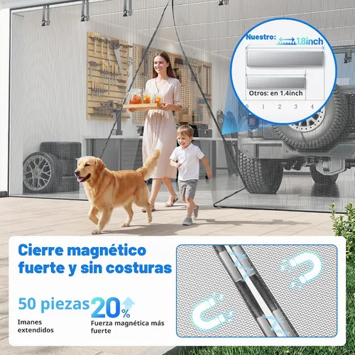 Vista 3 de Pantalla de puerta de garaje para 1 coche, malla magnética resistente