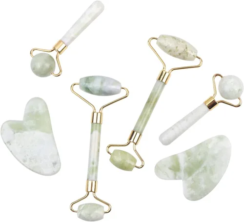 Vista 7 de HOTACE Rodillo de jade para cara, kit 3 en 1, herramienta de masajeador facial, piedra de jade natural, rodillo facial antienvejecimiento, juego