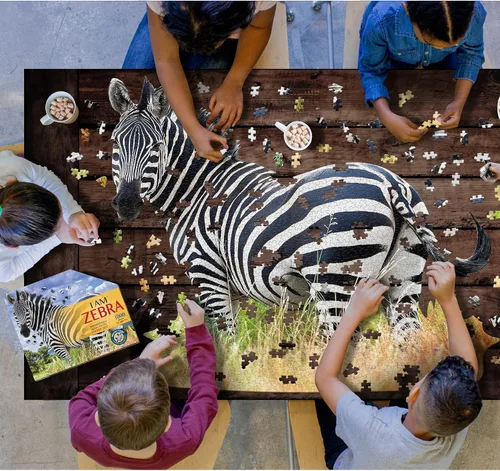 Vista 4 de Madd Capp Puzzles - I AM Zebra - Rompecabezas de 1000 piezas con forma de animal, multicolor