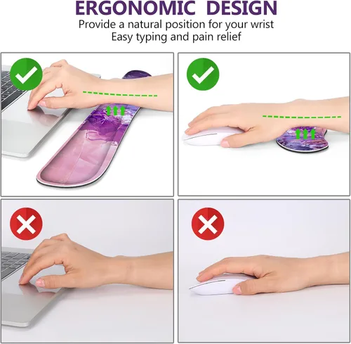 Vista 4 de DINKY Juego de alfombrillas para mouse y teclado, alfombrilla de mouse grande para juegos + soporte ergonómico de espuma viscoelástica