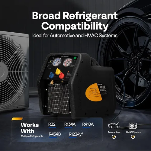 Vista 2 de VIVOHOME 1 HP Máquina de recuperación refrigerante portátil de doble cilindro R32 R1234yf R454B, unidad de reciclaje de freón sin aceite
