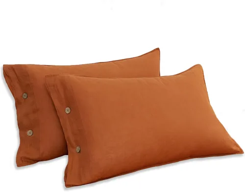 Vista 15 de S VICTORY SYMBOL Juego de 2 fundas de almohada 100 % lino natural francés de 20 x 30 pulgadas, fundas de almohada suaves y duraderas, color verde