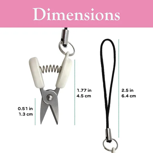 Vista 3 de JubileeYarn Itty Bitty Snippy - Tijeras de llavero portátiles compatibles con la TSA, color blanco, 1 par