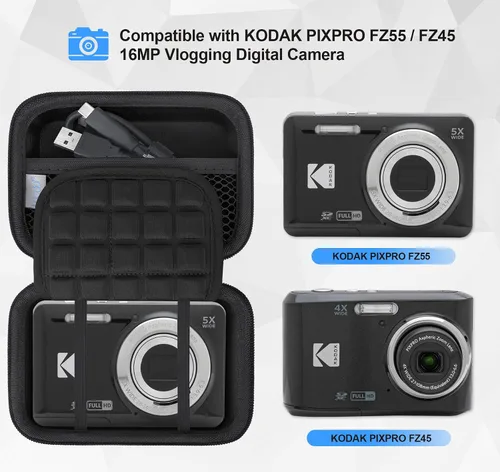 Vista 2 de Lacdo Funda para cámara KODAK PIXPRO FZ55 / FZ45 / FZ53 / FZ43 16MP Vlogging bolsa de almacenamiento para cámara de almacenamiento, bolsa de malla
