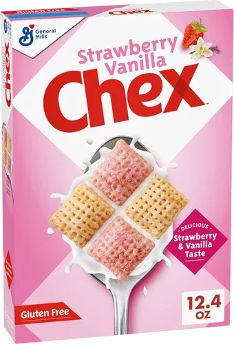 Vista 13 de Cereal Chex de Fresa y Vainilla, cereales para el desayuno sin gluten, hechos con grano integral, 12.4 onzas