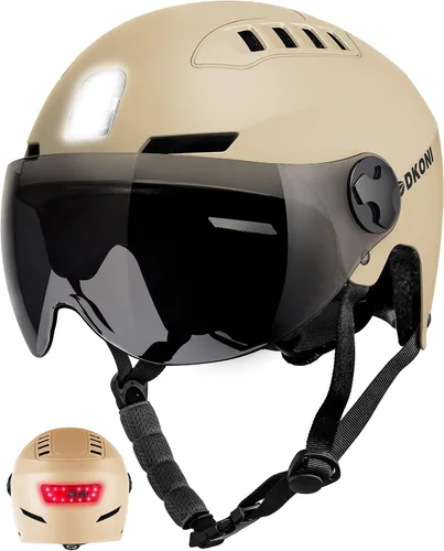 Vista 10 de Casco de bicicleta para adultos con luces delanteras y traseras Negro