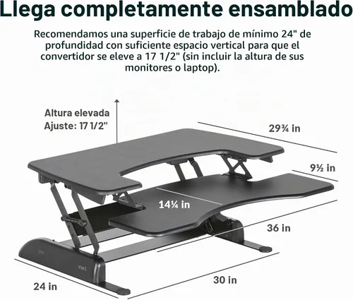 Vista 2 de Varidesk – Escritorio de Pie Altura Regulable – Pro Plus 36, Negro