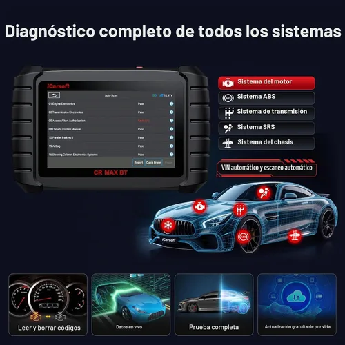 Vista 6 de iCarsoft CR Max BT - Escáner OBD2 inalámbrico, herramienta de diagnóstico de coche para todo el sistema, 50 restablecimiento+servicio adicional 46
