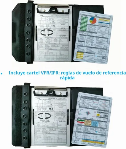 Vista 5 de Crystal Pilot Kneeboard para iPad Mini6, con portapapeles de aluminio y cartel VFR