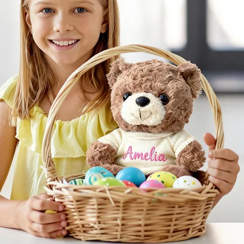 Vista 2 de Oso de peluche personalizado con nombre personalizado, relleno perfecto para canasta de Pascua, regalos únicos para el día de San Valentín
