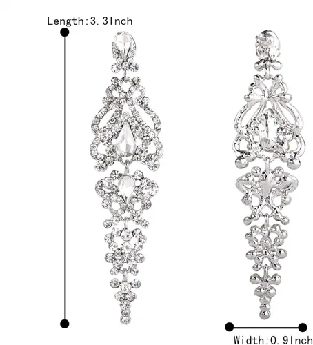 Vista 6 de BriLove Pendientes colgantes de lágrima de cristal para mujer, Cristal Metal