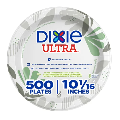 Vista 10 de Dixie Ultra - Platos de papel pesados de 8.5 pulgadas por GP PRO, diseño botánico Pathways, 500