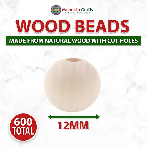 Vista 89 de Mandala Crafts - 2000 cuentas de madera redondas pequeñas de 6 mm para manualidades, suministros de macramé - cuentas de madera natural negra sin