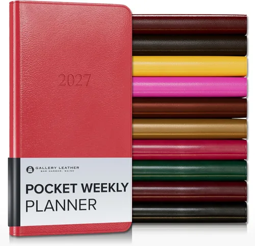 Vista 182 de Gallery Leather Planificador Semanal y Mensual Grande 2025-2026, Calendario Planificador y Cuaderno Elegantemente Encuadernado con Elegantes Bordes
