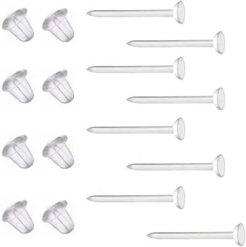 Vista 9 de Aretes de plástico negro para deportes, 300 pares de aretes de plástico y parte trasera de aretes