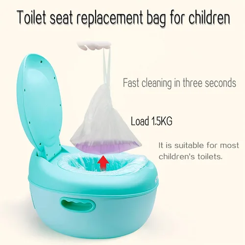 Vista 2 de Paquete de 100 forros desechables para orinal con cordón, bolsas de entrenamiento de ajuste universal de 17.3 x 9.4 pulgadas, forro de asiento