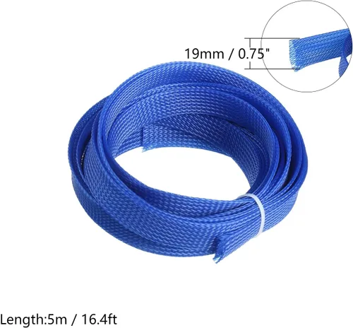 Vista 2 de Othmro Funda de cable trenzado expandible de PET de 16.4 pies, protector de cable flexible de 11/16 pulgadas, funda de organización de cables