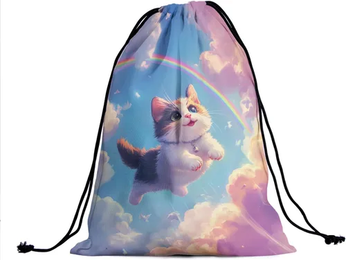 Vista 240 de Bolsa de agarre de gimnasia de piel de animal, bolsa de gimnasia con cordón ajustable, bolsa de cuerda para fauna silvestre, Mariposas Galaxy