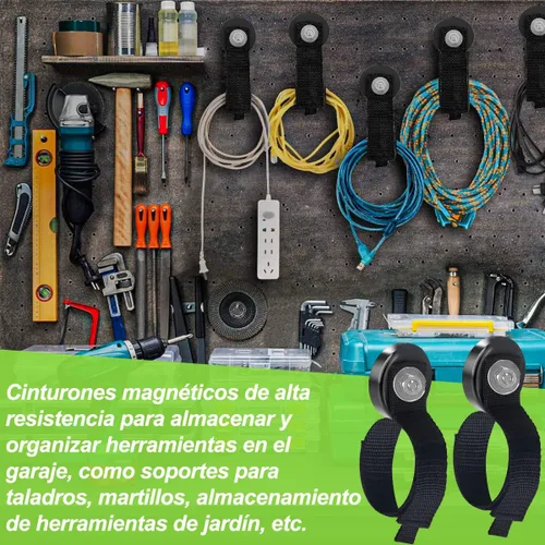 Vista 4 de JEEJINYAN® 2 ganchos magnéticos resistentes, ganchos magnéticos para garaje, soporte magnético para herramientas, correa de cable de organización