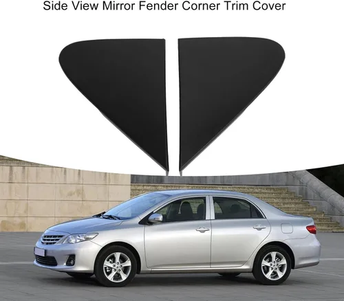 Vista 3 de 2 piezas de cubierta de esquina para guardabarros de espejo retrovisor compatible con Toyota Corolla 2008-2013, ribete triangular duradero